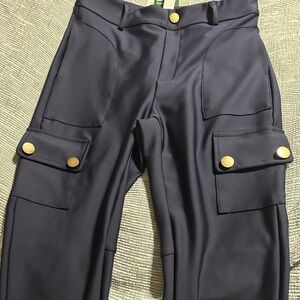 HALARA Navy Cargo Leggings with Gold Accents